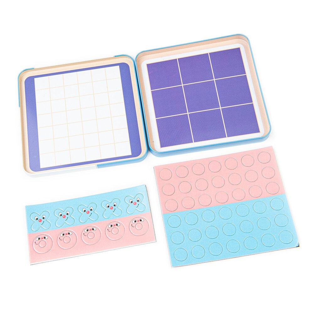 Настольная игра магнитная в жестяной коробочке Кто первый Крестики нолики