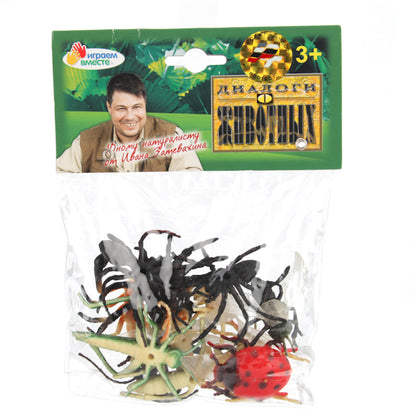 НАБОР ИЗ 12-И НАСЕКОМЫХ "ИГРАЕМ ВМЕСТЕ" В АССОРТ. 5СМ В ПАК. С РУСС. ХЕДЕРОМ в кор.6*36наб