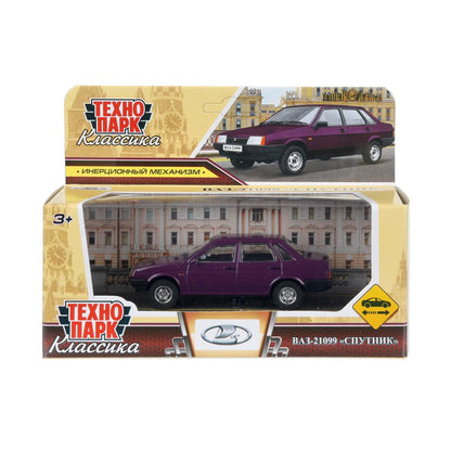 Машина металл LADA lada 21099 длина 10,5 см, инерц, фиолетовый, кор. Технопарк в кор.2*36шт