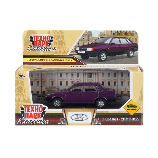 Машина металл LADA lada 21099 длина 10,5 см, инерц, фиолетовый, кор. Технопарк в кор.2*36шт