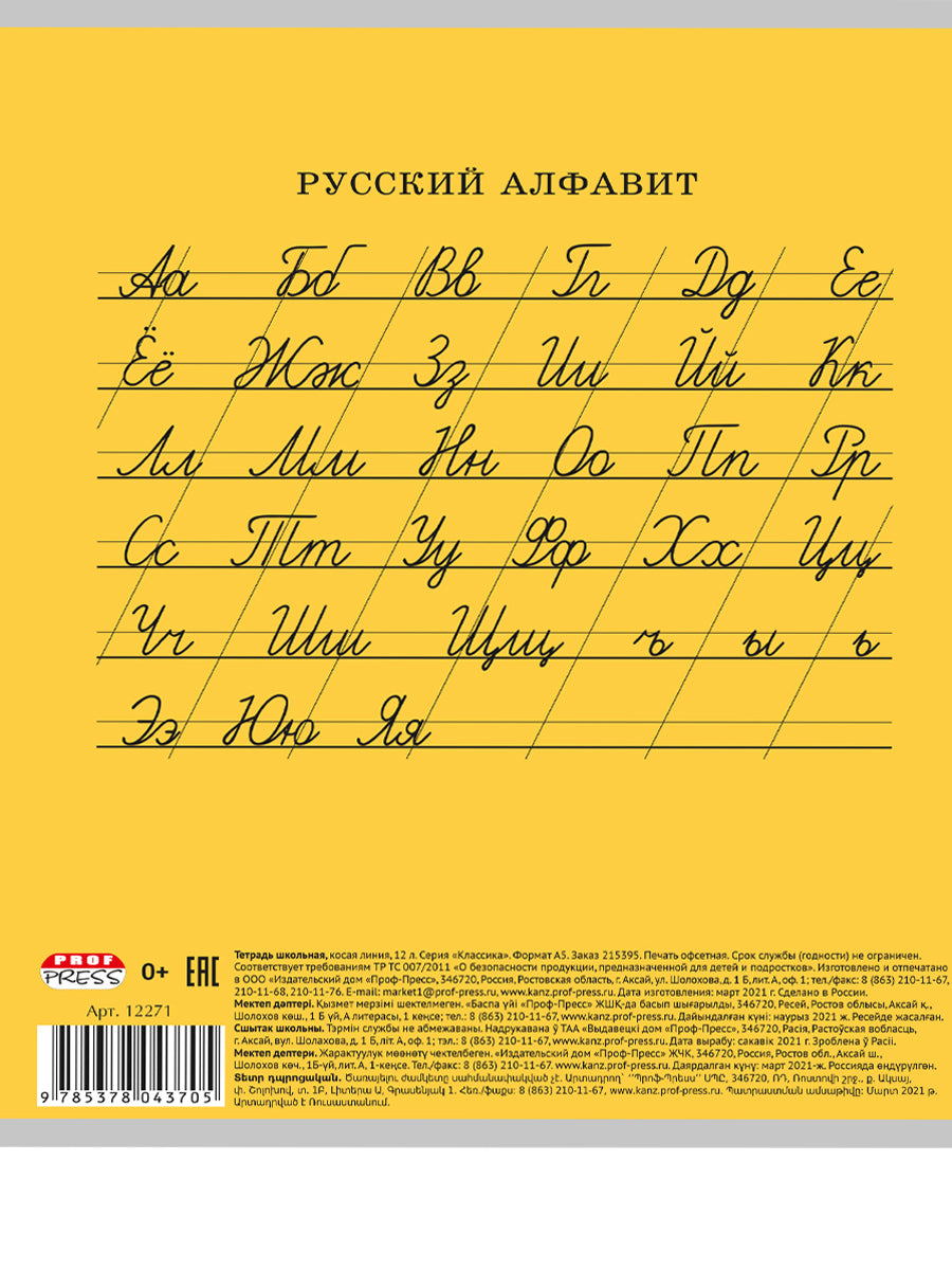 Тетрадь 12л. косая линия КЛАССИКА (цвет.мелов.обл.,5 дизайнов в спайке)
