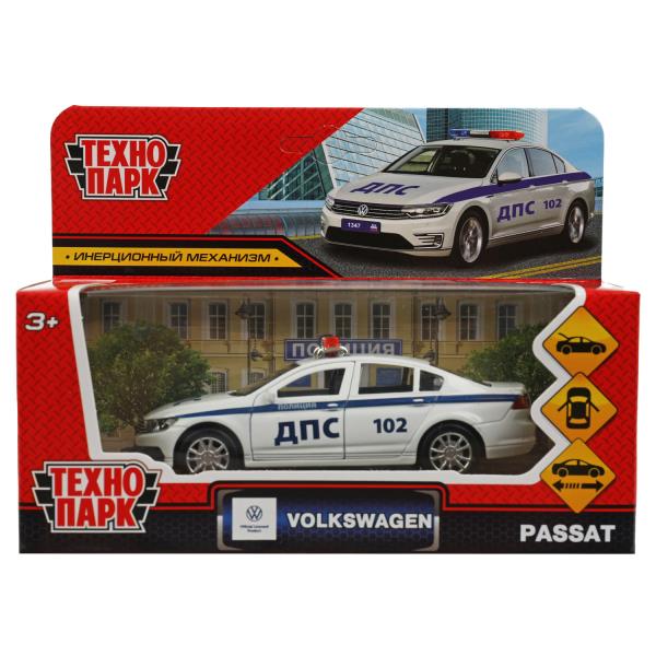 Machine en métal VOLKSWAGEN PASSAT ПОЛИЦИЯ 12 см, double, bagage, инер, белый, kor Технопарк в кор.2*36шт