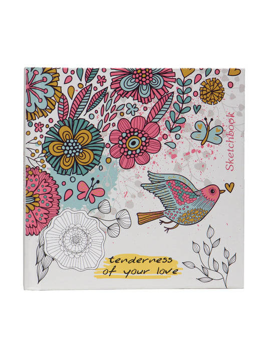 Скетчбук 150х150мм, 80л. ПТИЦА И ЦВЕТЫ, 7Бц, матовая ламинация
