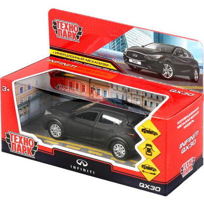 Machine en métal "infiniti qx30 maтовый" 12см, открыв.двери, инерц, noir dans le cor. Parc technologique en cor2*36шт
