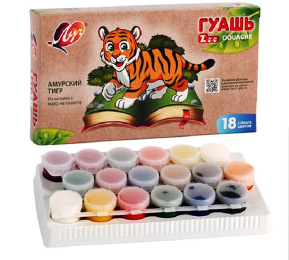 29С 1708-08 Gouache "ZOO" 18 feuilles (15 ml) bloc-notes /6