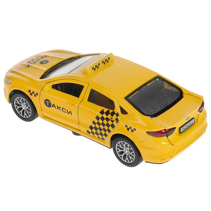 Машина металл свет-звук FORD MONDEO ТАКСИ 12 cm, двери, багаж, инерц, кор. Технопарк в кор.2*36шт