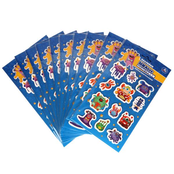 Мягкие многораз. Autocollants 137x247mm, monstres, 10 pièces, en cor.40