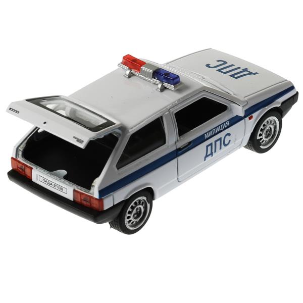Машина металл LADA-2108/21099 МИЛИЦИЯ 12см, двер,баг,инерц, ассорт, дис. Технопарк уп-12шт в кор.6уп