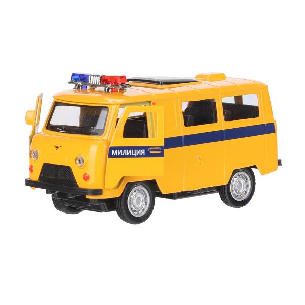 Машина металл свет-звук уаз-452 "буханка" МИЛИЦИЯ 10,5 см,,желтый, кор. Parc technologique dans le cor.2*36шт