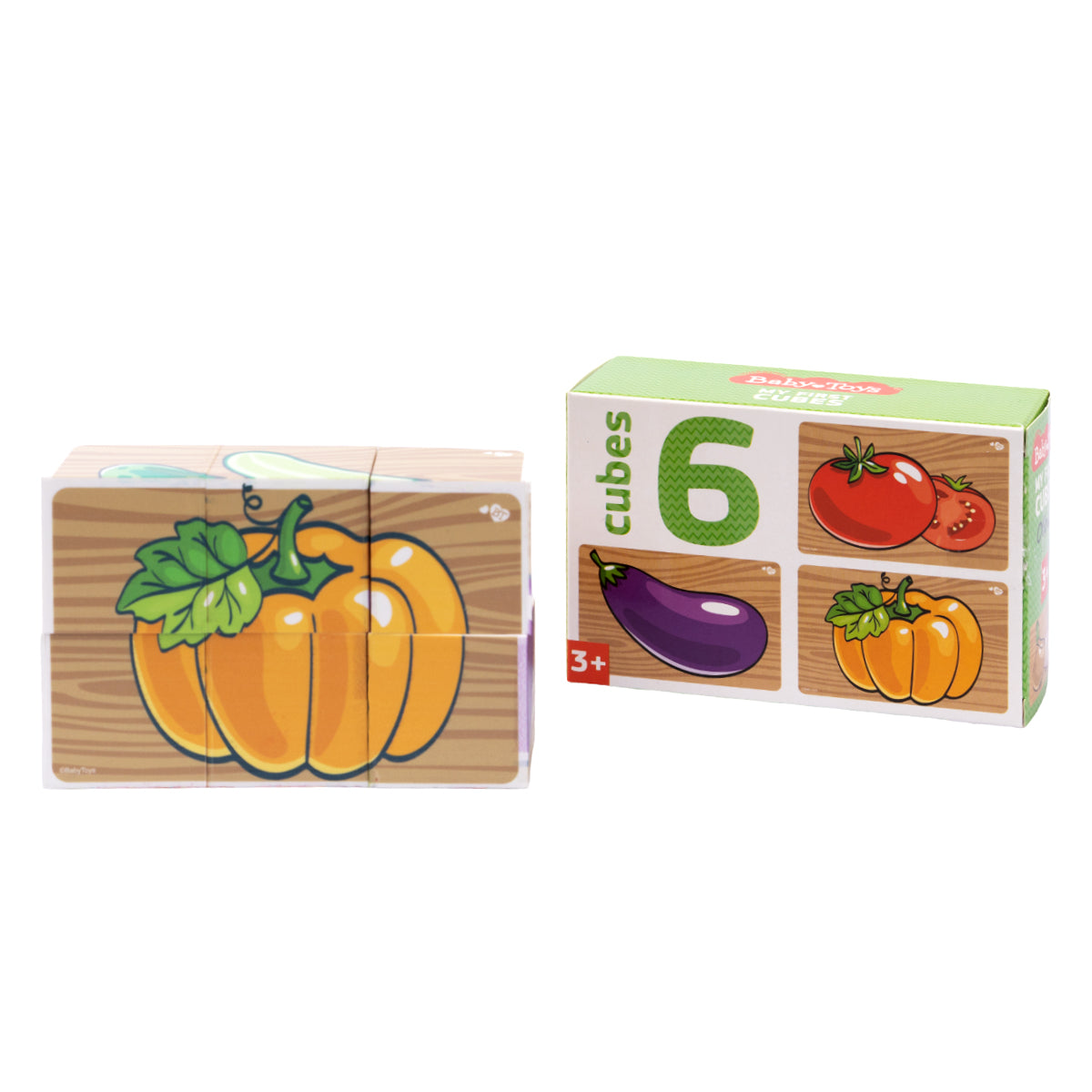 Кубики "Овощи" (без обклейки) 6 шт Baby Toys