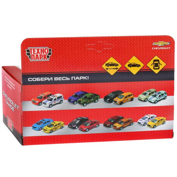 TAHOE-P 280922 Машина металл CHEVROLET TAHOE ПОЛИЦИЯ длина 12 см, двери, багаж, инерц, кор. Технопар