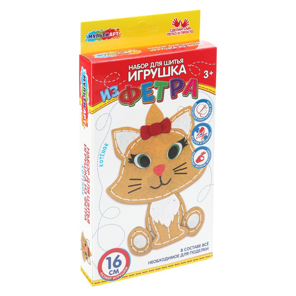 Игрушка из фетра милый котенок МУЛЬТИ АРТ в кор.66шт