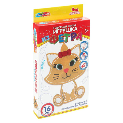 Игрушка из фетра милый котенок МУЛЬТИ АРТ в кор.66шт