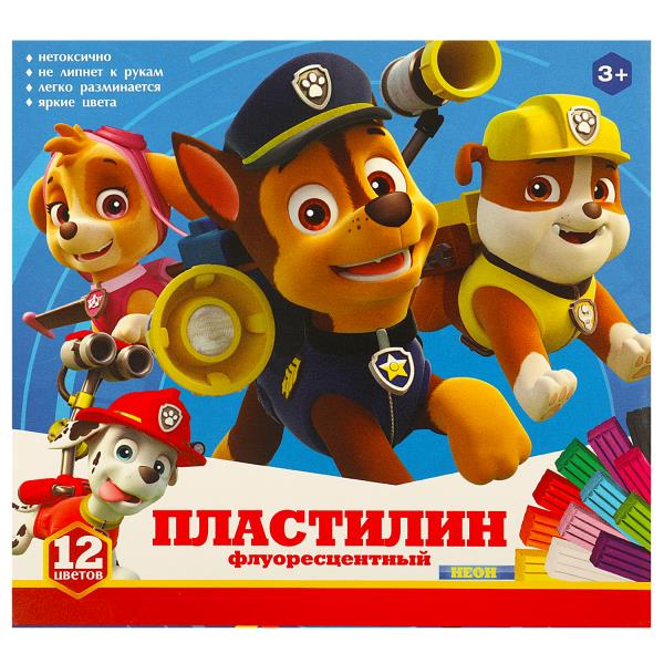 Щенки, пластилин неон 12 цв (180г) MultiArt в кор.16шт
