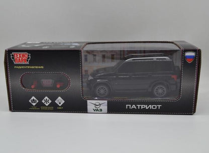 Машина р/у UAZ ПАТРИОТ 19 см, свет, черн, кор. Технопарк в кор.2*24шт