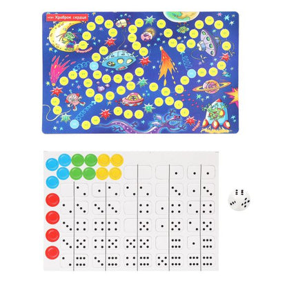 Игры настольные магнитные в наборе (домино, "Волшебные колпачки", игра-ходилка)