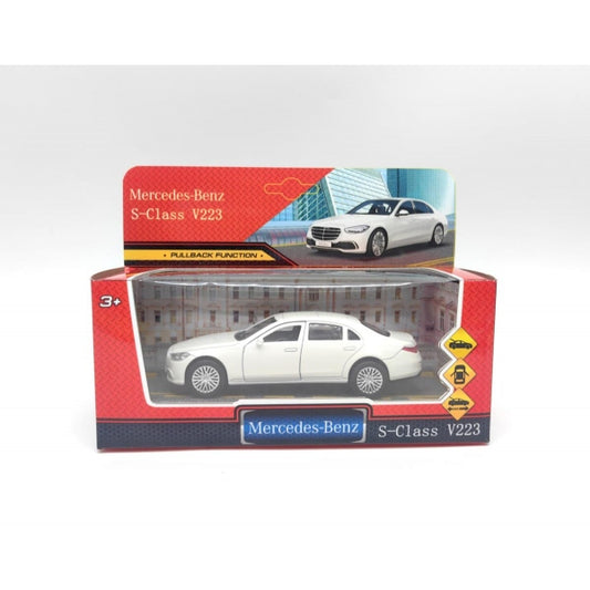 Машина металл MERCEDES-BENZ s-class v223 12 см, двери,багаж,инер,белый, кор. Технопарк в кор.2*36шт