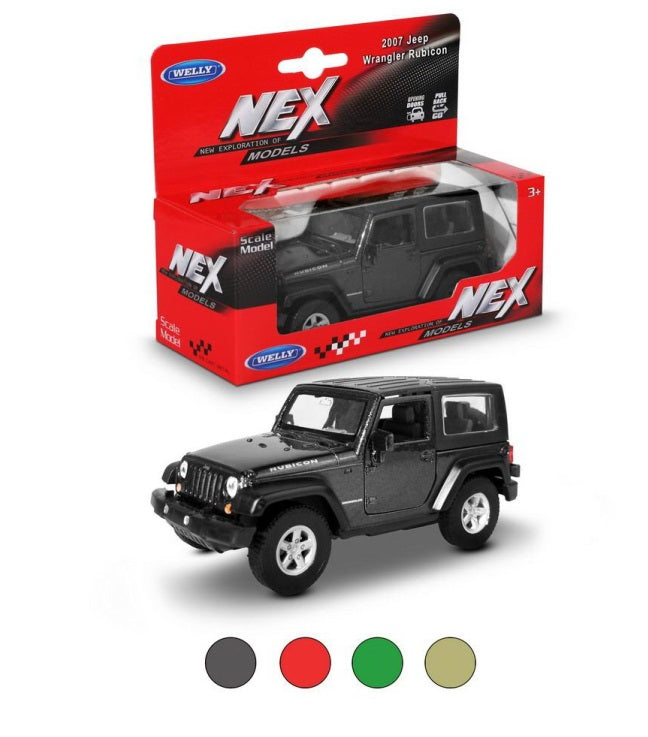 Welly. Машинка 1:38 "Jeep Wrangler Rubicon 2007" пруж. мех., цвет в ассорт. арт.42371HW