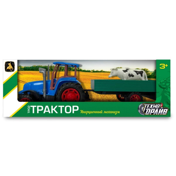 ТРАКТОР С ПРИЦЕПОМ, инерц, фигурка, кор.29*10*7,7см ТЕХНОДРАЙВ в кор.2*72шт