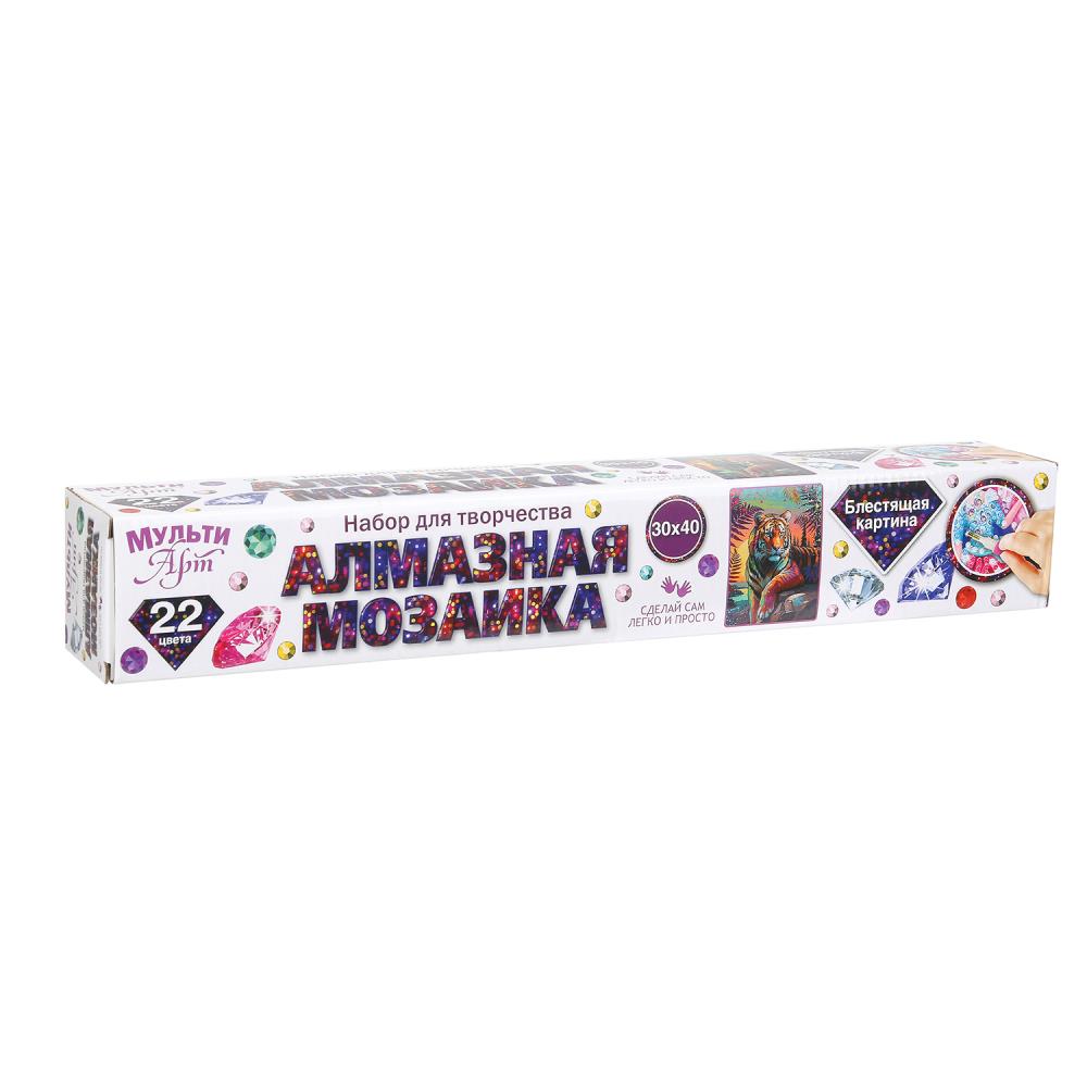 Алмазная мозаика 30*40 в рулоне с частичным заполнением тигр МУЛЬТИ АРТ в кор.36шт