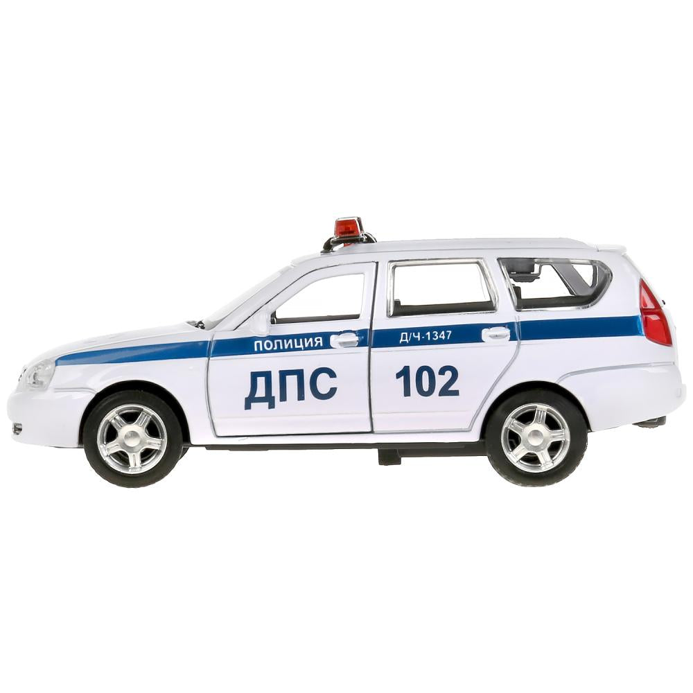 Машина металл LADA PRIORA ПОЛИЦИЯ 12 см, двери, багаж, инерц, белый, в кор. Технопарк в кор.2*36шт