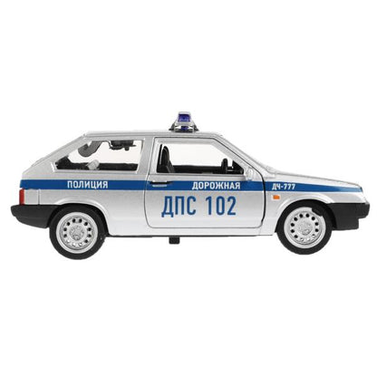 Machine en métal LADA-2108 "СПУТНИК" ПОЛИЦИЯ 12 см, двери, багаж, кор. Parc technologique dans le cor.2*36шт