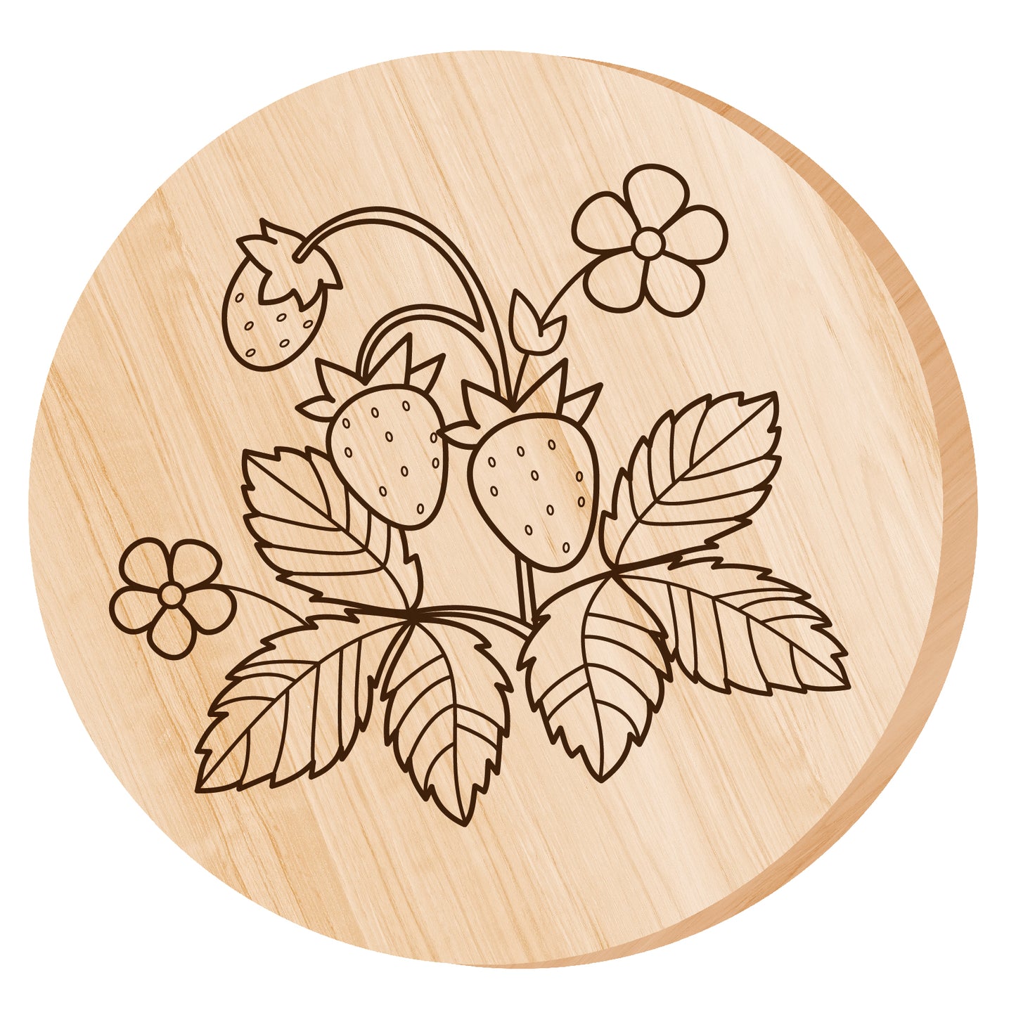 Выжигание по дереву. Доска для выжигания "Земляника" (круг 130 мм, конверт А5)
