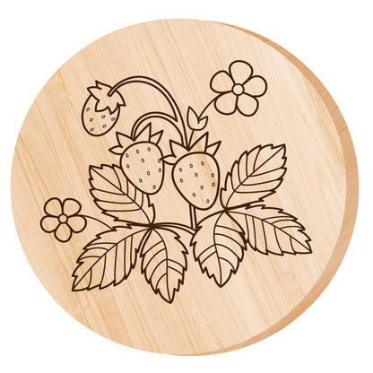 Выжигание по дереву. Доска для выжигания "Земляника" (круг 130 мм, конверт А5)