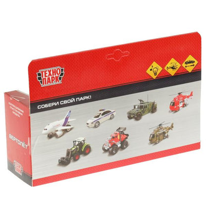 Модель пластик свет-звук ВЕРТОЛЕТ ПОЛИЦИЯ 20 см, подв. дет., инерц., кор. Технопарк в кор.2*96шт