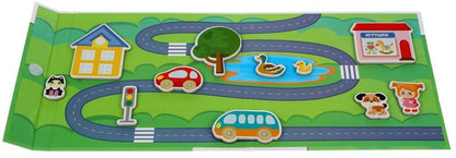 Игра магнитная развивающая. Магнитные истории "Городок" (книжка с игровым полем, 25 эл)