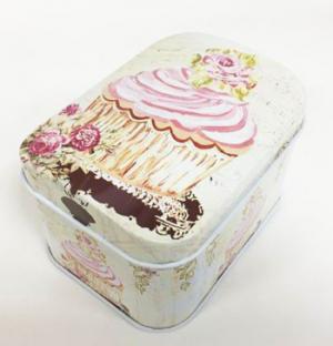 Коробка для безделушек и мелочей Малиновый капкейк (10,5х8х8см, из металла) арт. 43687