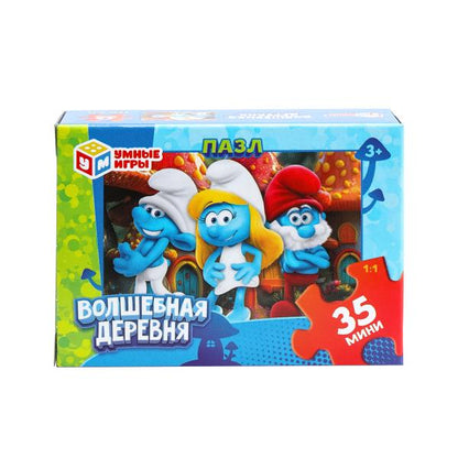 МИКС № 19. Пазлы в коробке 35 деталей 4 в 1. 90х65х25 мм. Умные игры в уп.32шт в кор.8уп