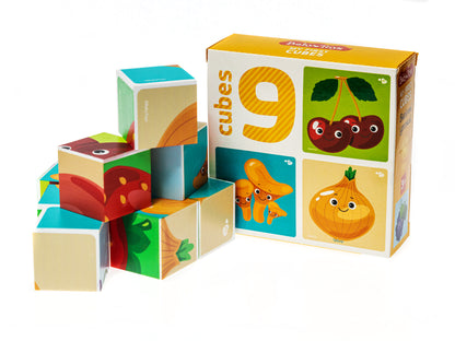 Кубики "Веселый урожай" (без обклейки) 9 шт Baby Toys