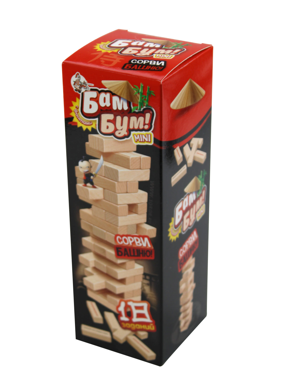 Игра настольная для взрослых и детей БАМ-БУМ МИНИ. Падающая башня сфантами