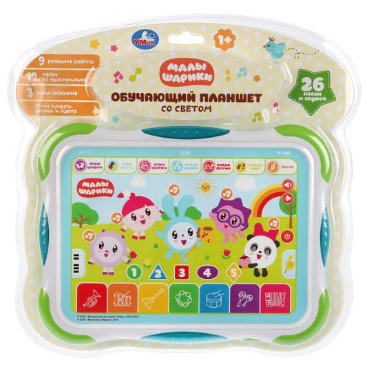 Сенсорный планшет."Малышарики" 9 режимов,учим цифры/формы/цвета,12 песенок.ТМ"УМКА" в кор.2*30шт