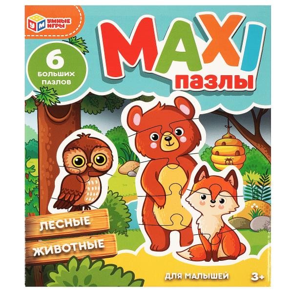 Лесные животные. Des maxi-pazles. 6 détails. 150х180х40 mm. Умные игры в кор.50шт