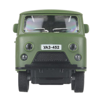 Машина пластик UAZ 452 12 см, инерц,двери,зеленый,кор. Технопарк в кор.2*60шт