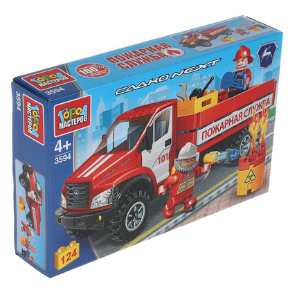 "Группа ГАЗ" конструктор "газ садко некст с пожарниками", 124дет. в кор "Город мастеров" в кор2*18шт