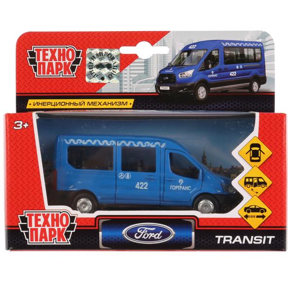 Машина металл FORD Transit синий окрас 12см, открыв. двери, инерц. в кор. Технопарк в кор.2*24шт