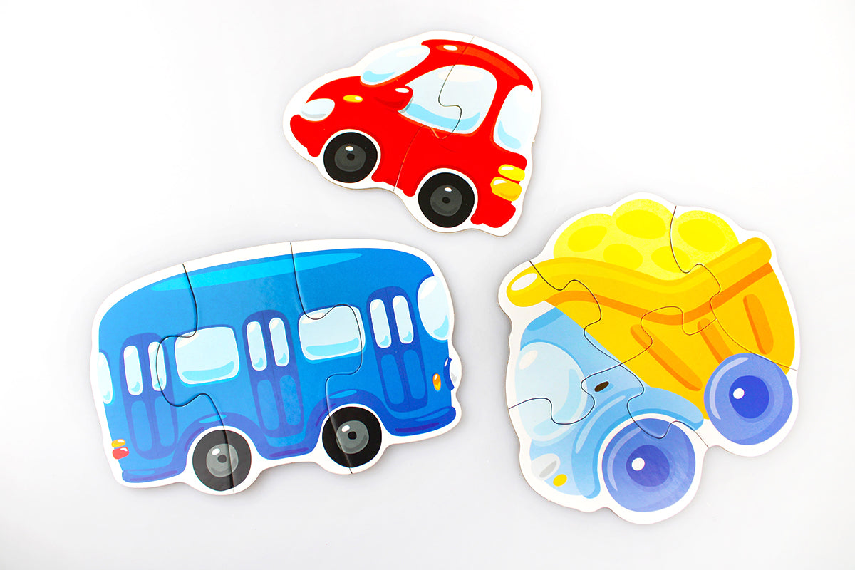 Пазлы контурные "Транспорт" Baby Toys (5 карт. 15 эл)