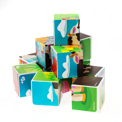 НАБОР ИЗ 12-И КУБИКОВ "МАМА И МАЛЫШ" (БЕЗ ОБКЛЕЙКИ) BABY TOYS в кор.20наб