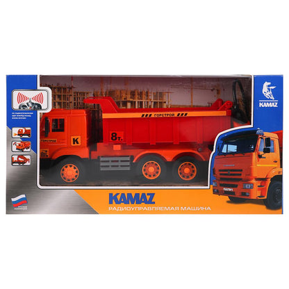 Машина ру "KAMAZ САМОСВАЛ" 27см, свет, откр. двери, подвиж. детали в кор. Технопарк в кор.24шт