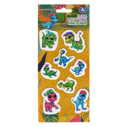 Мягкие многораз. Autocollants dinosaures 97x227mm, taille jusqu'à 10 pouces, couleur 40 pouces