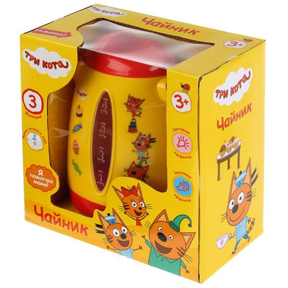 Чайник ТРИ КОТА ТМ "Играем вместе" на бат. свет+звук в русс. кор. в кор.2*18шт