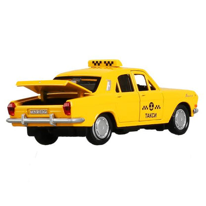 La machine en métal "gaz-2401 волга такси" 12см, открыв.двери, инерц., желтый в кор. Parc technologique en cor2*36шт