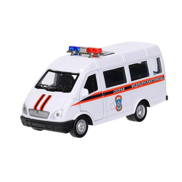 Машина металл ГАЗ -3221 "газель" 12,2 см, СКОРАЯ, дв, инер, кор. Технопарк в кор.2*36шт