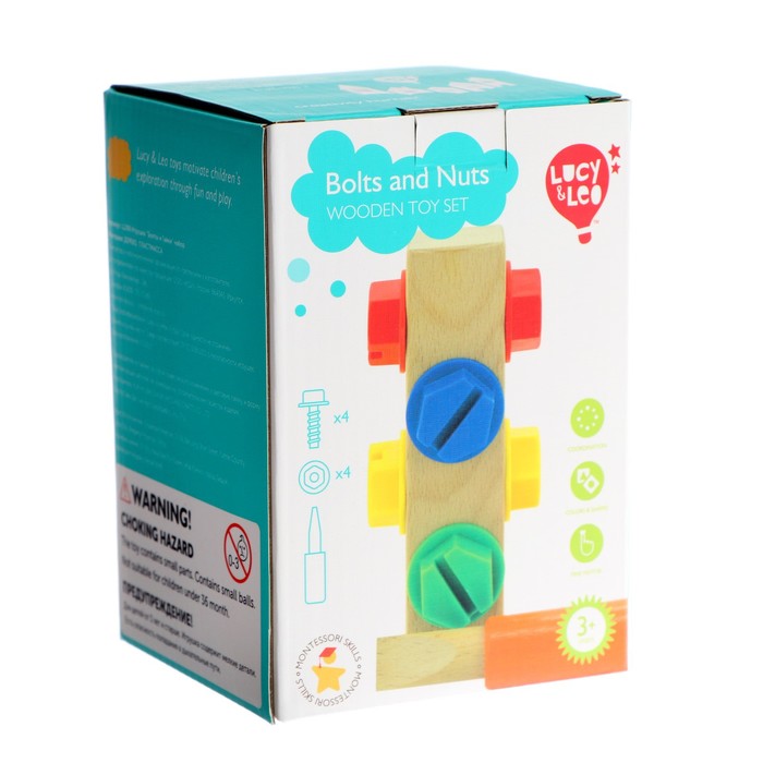 Lucy&Leo LL298 Брусочек "Болты и гайки" (дерево) (МДИ) /37