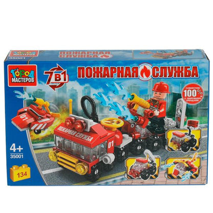 Конструктор ПОЖАРНАЯ МАШИНА 7в1, 134 дет. Grands maîtres en cor.36шт