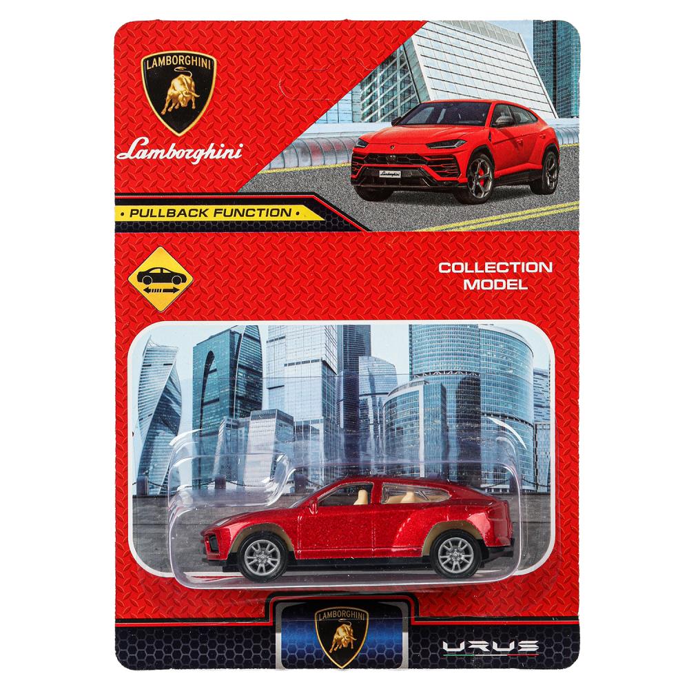 Машина металл lamborghini urus, размер 7,5 см, инерция, блистер - в кор.2*288шт
