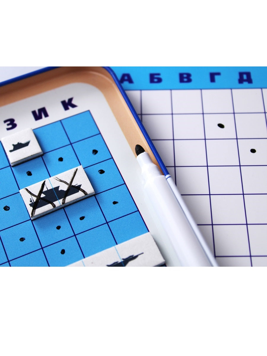 Игра магнитная в жестяной коробочке "Морской бой"